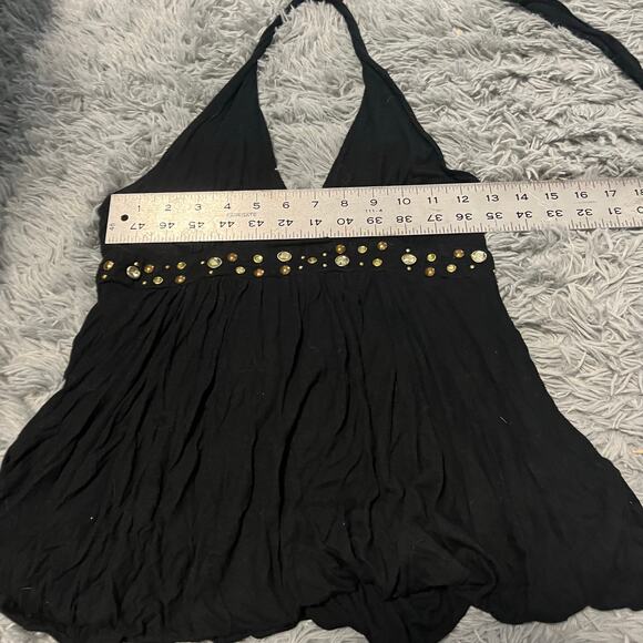 Vintage 2000s Twenty One Black Beaded Gathered Waist USA Made Medium - Picture 11 of 11